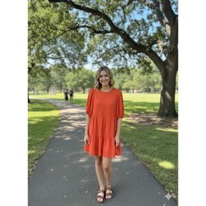Divided Dress Size M. Red Built In Slip. 21" PTP,  36" Long. Party, Siren, Y2K,